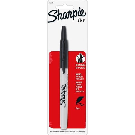Sharpie Marker, Retractable, Fine Point, Nontoxic, 6/BX, BK PK SAN32721PPBX